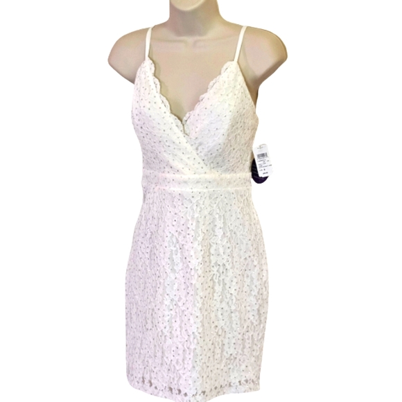 Windsor Cameron Formal White w/Silver Glitter & Lace Mini Dress,Size 9, NWT - Picture 8 of 16